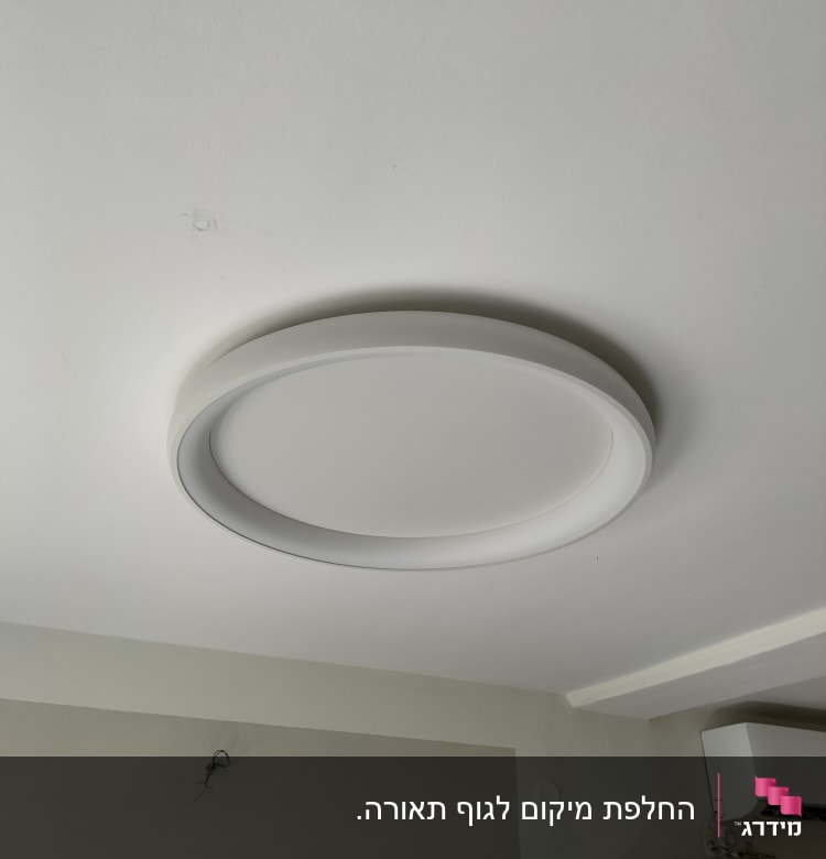 מנורת תקרה עגולה מותקנת על תקרה לבנה